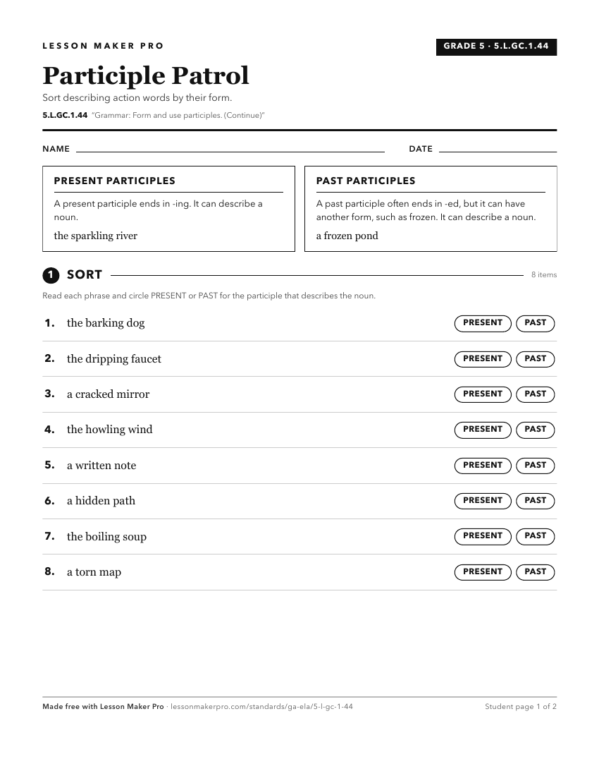 Preview of the 5.L.GC.1.44 printable worksheet