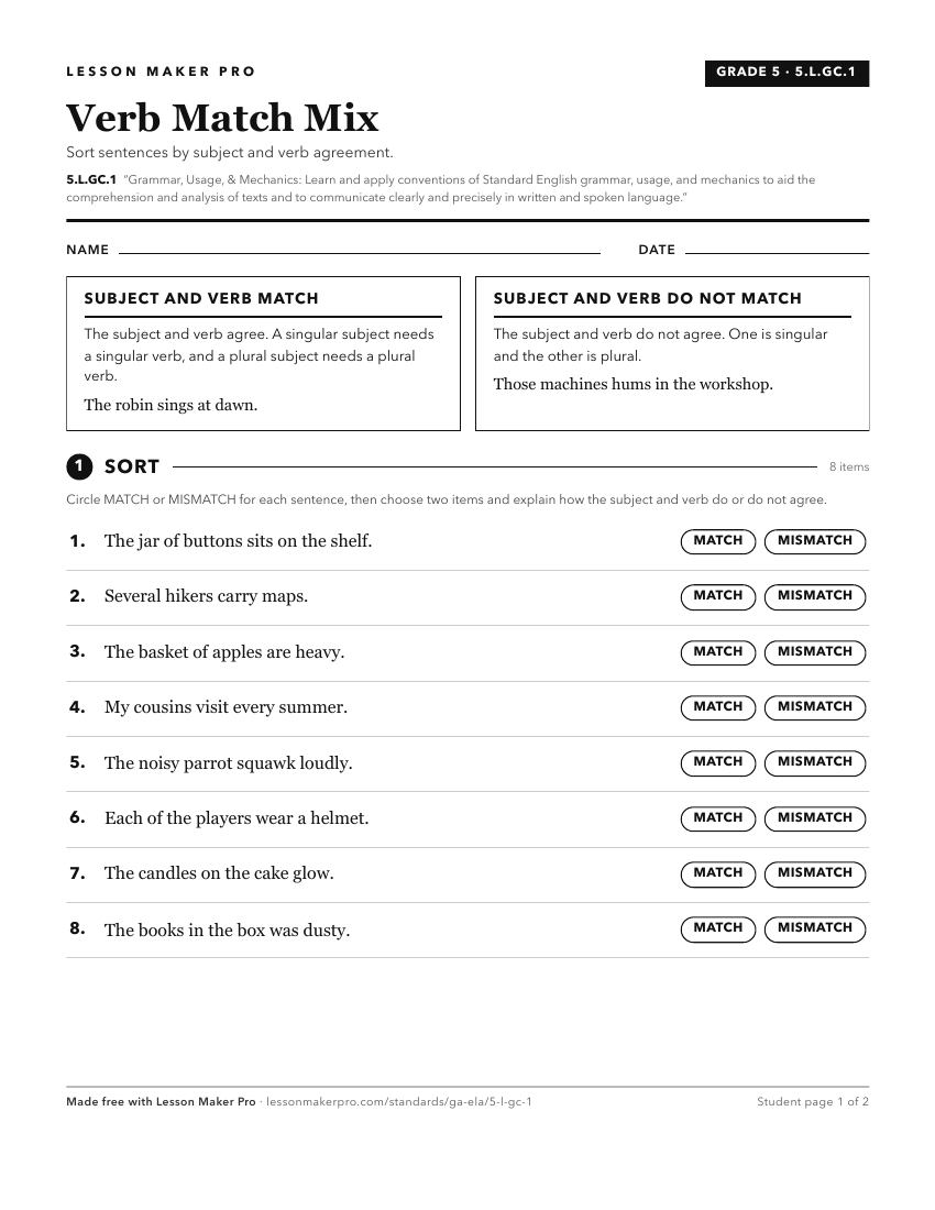 Preview of the 5.L.GC.1 printable worksheet