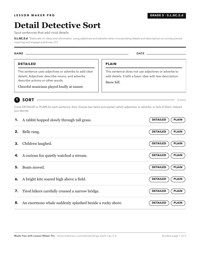 Preview of the 5.L.GC.2.d printable worksheet