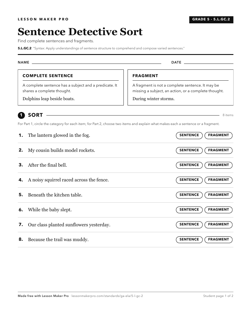 Preview of the 5.L.GC.2 printable worksheet