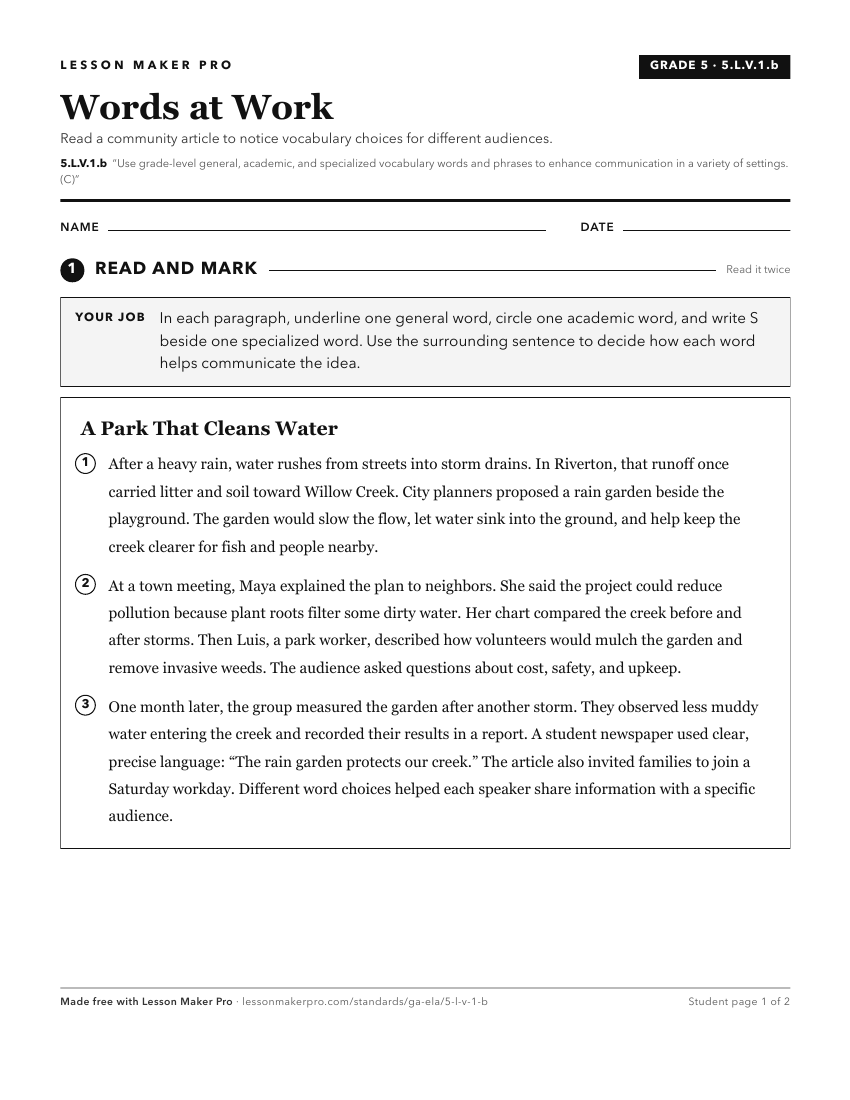Preview of the 5.L.V.1.b printable worksheet
