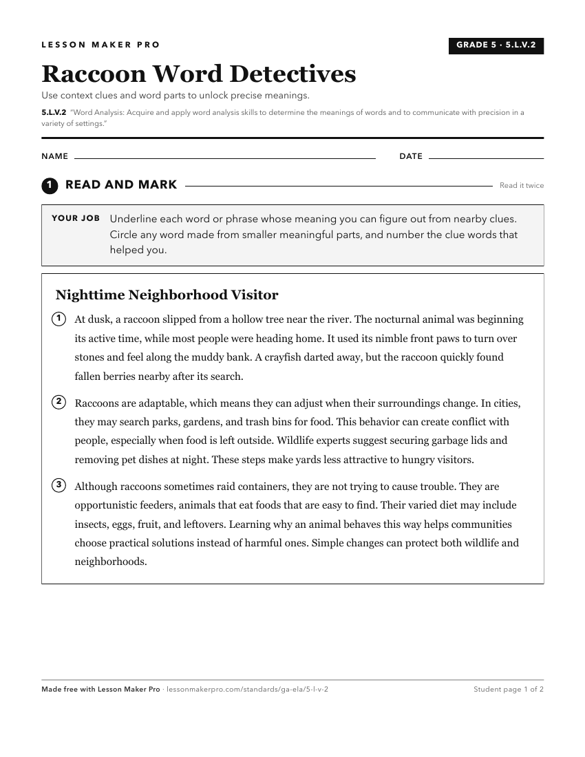 Preview of the 5.L.V.2 printable worksheet