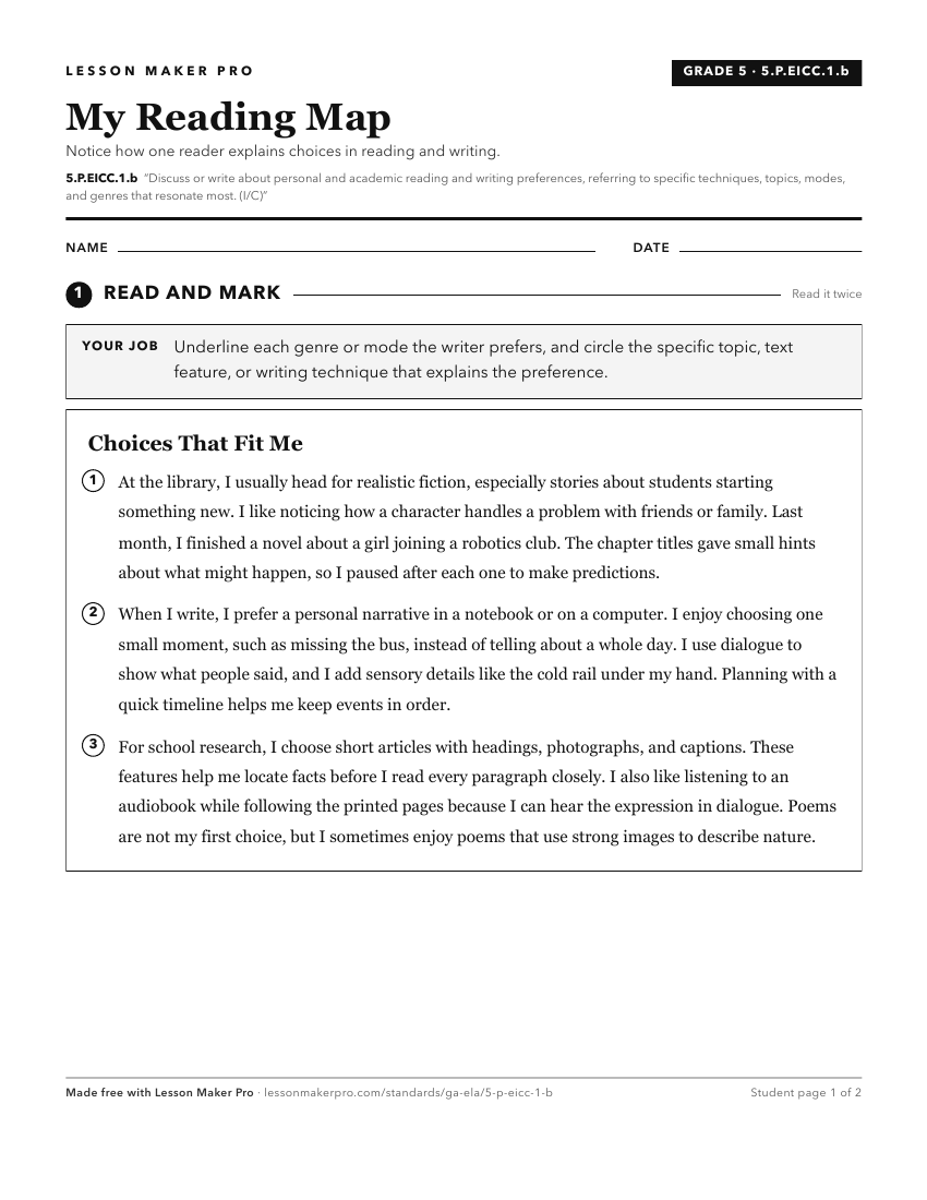 Preview of the 5.P.EICC.1.b printable worksheet