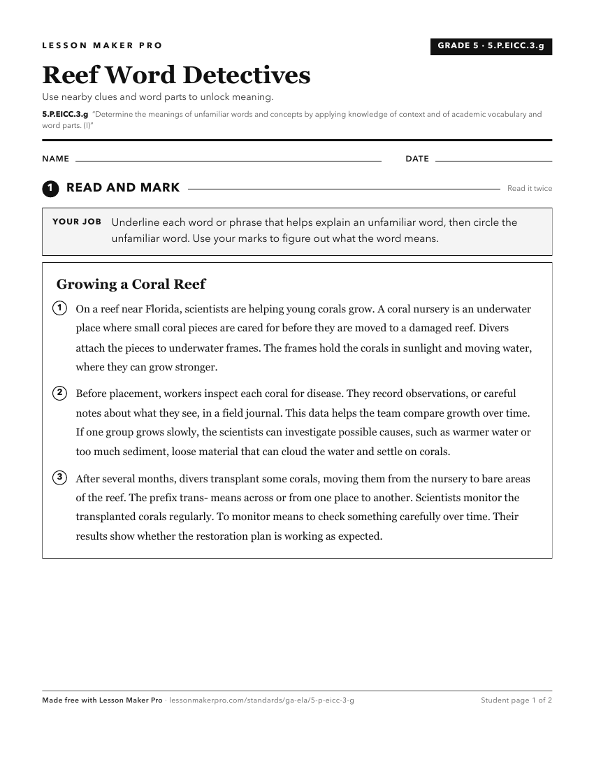 Preview of the 5.P.EICC.3.g printable worksheet