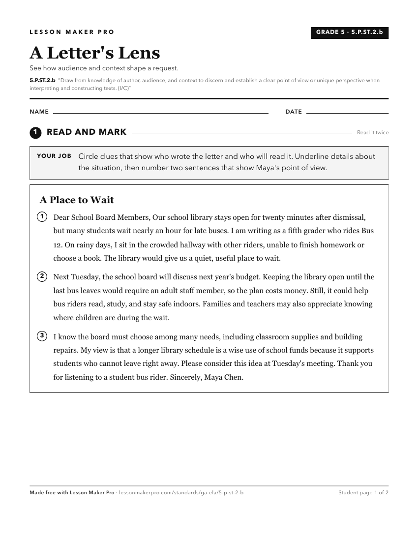 Preview of the 5.P.ST.2.b printable worksheet