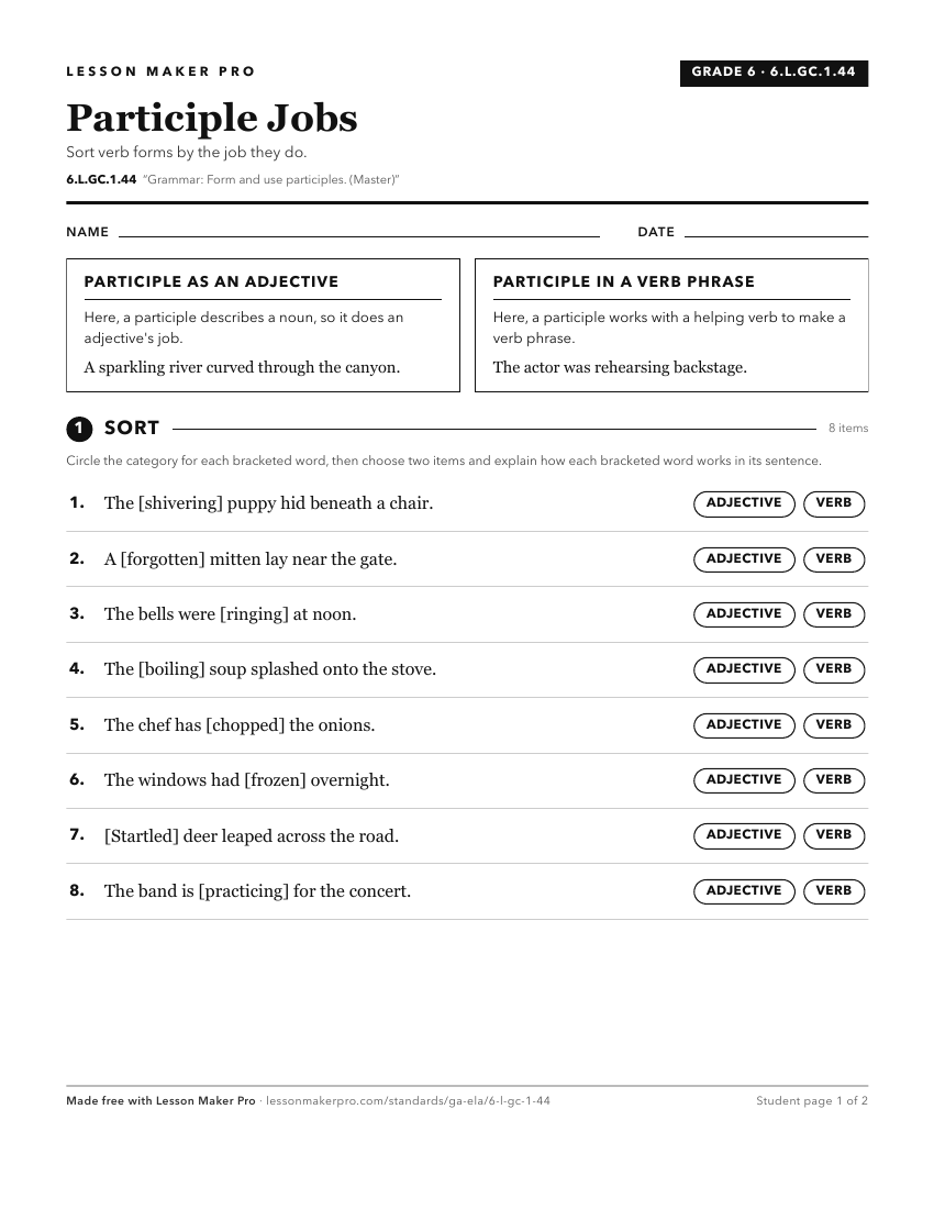 Preview of the 6.L.GC.1.44 printable worksheet
