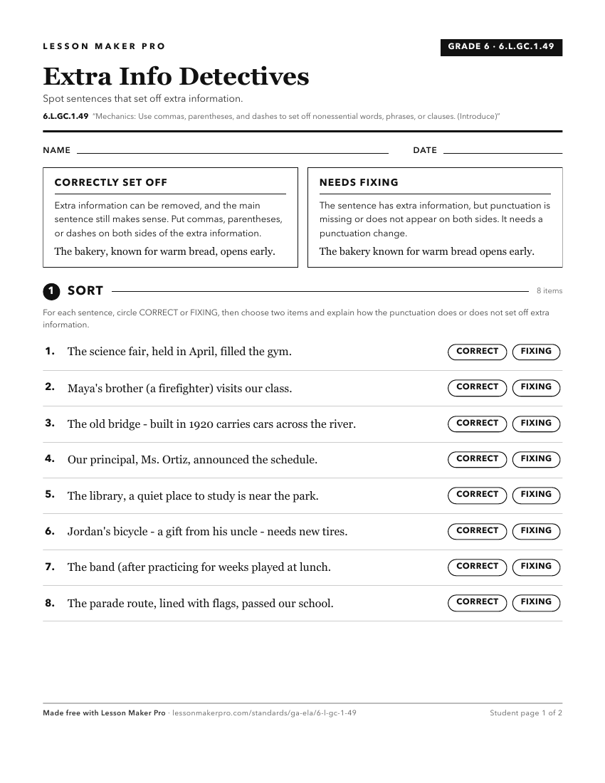 Preview of the 6.L.GC.1.49 printable worksheet
