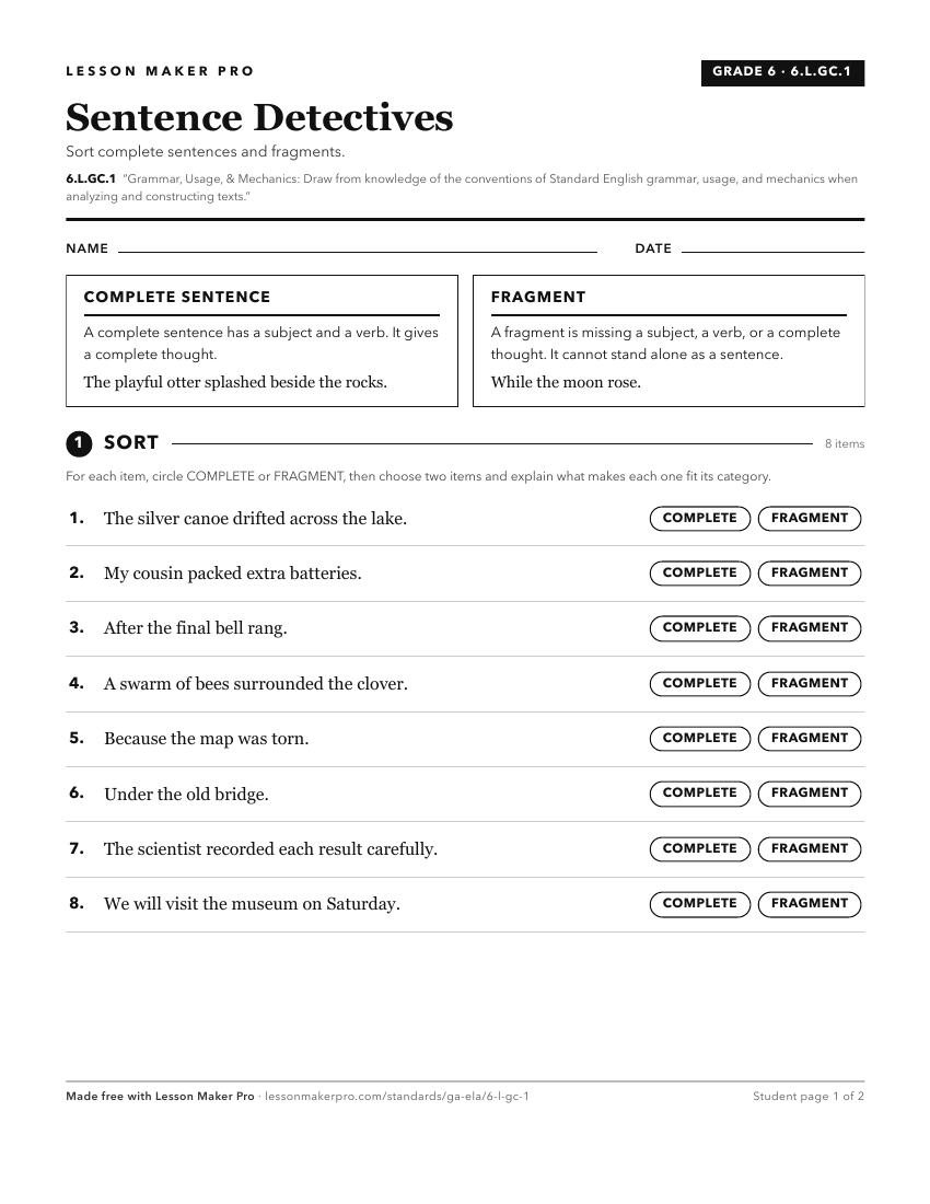 Preview of the 6.L.GC.1 printable worksheet