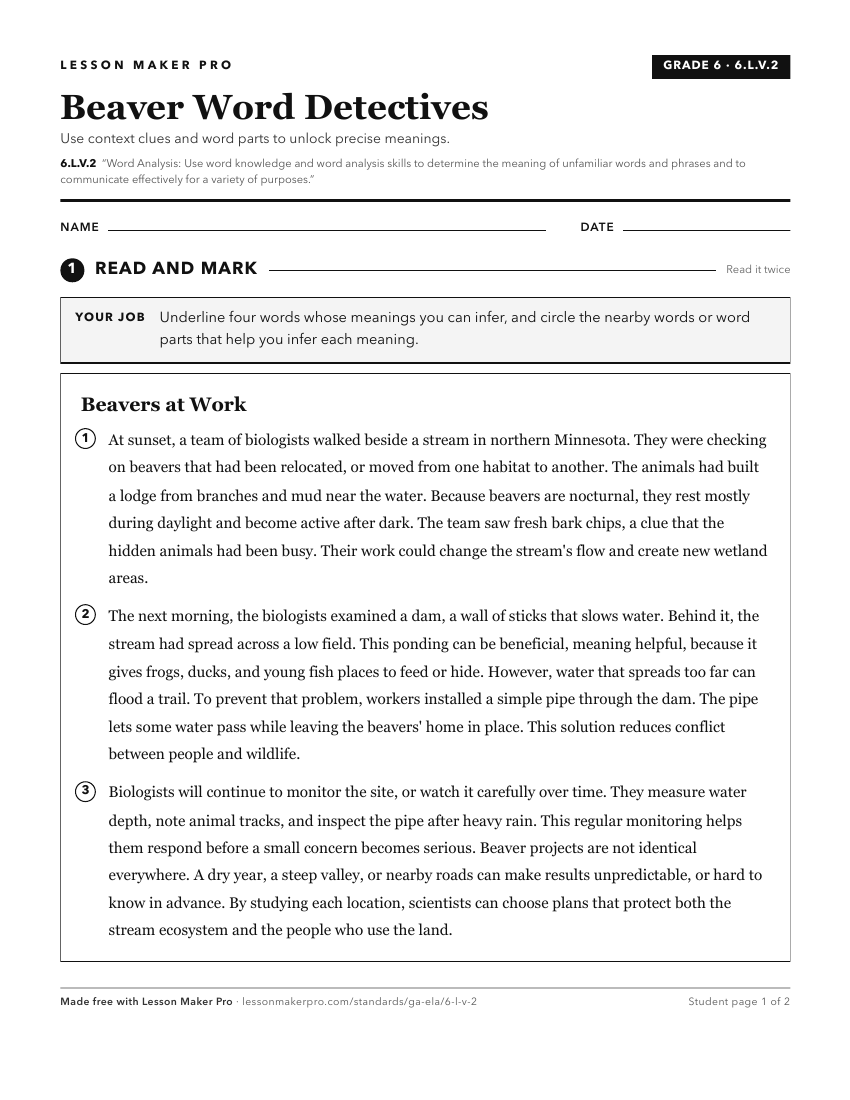 Preview of the 6.L.V.2 printable worksheet