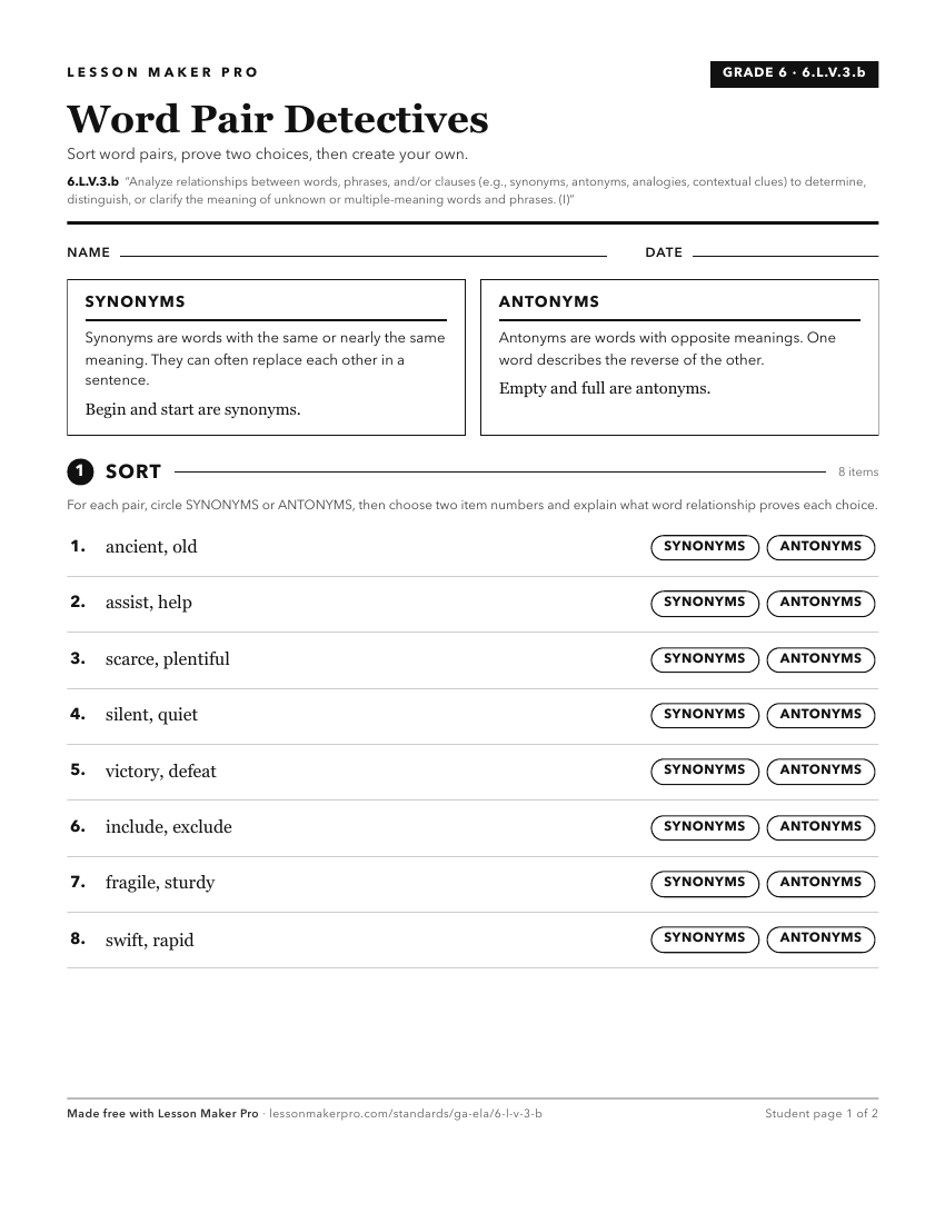 Preview of the 6.L.V.3.b printable worksheet