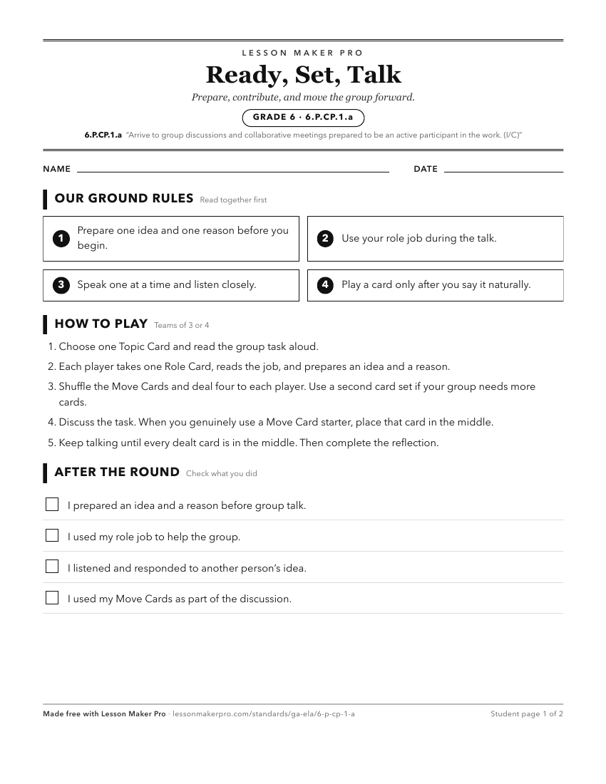 Preview of the 6.P.CP.1.a printable worksheet