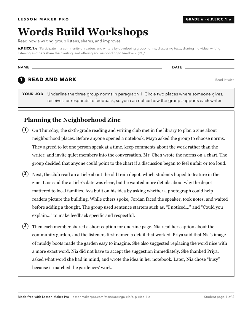 Preview of the 6.P.EICC.1.e printable worksheet