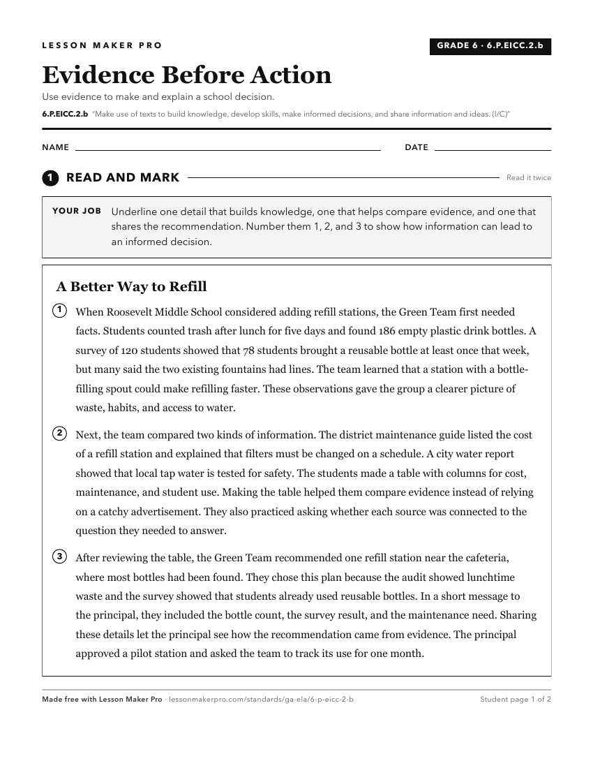 Preview of the 6.P.EICC.2.b printable worksheet