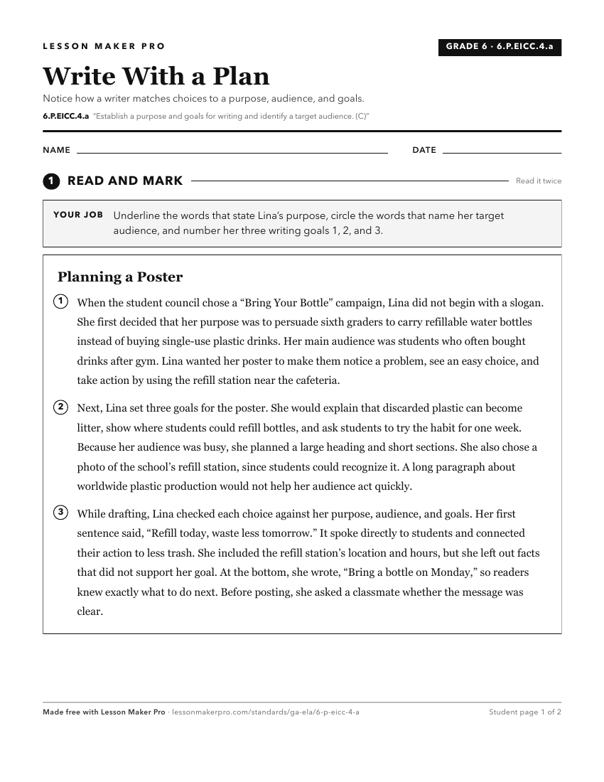 Preview of the 6.P.EICC.4.a printable worksheet