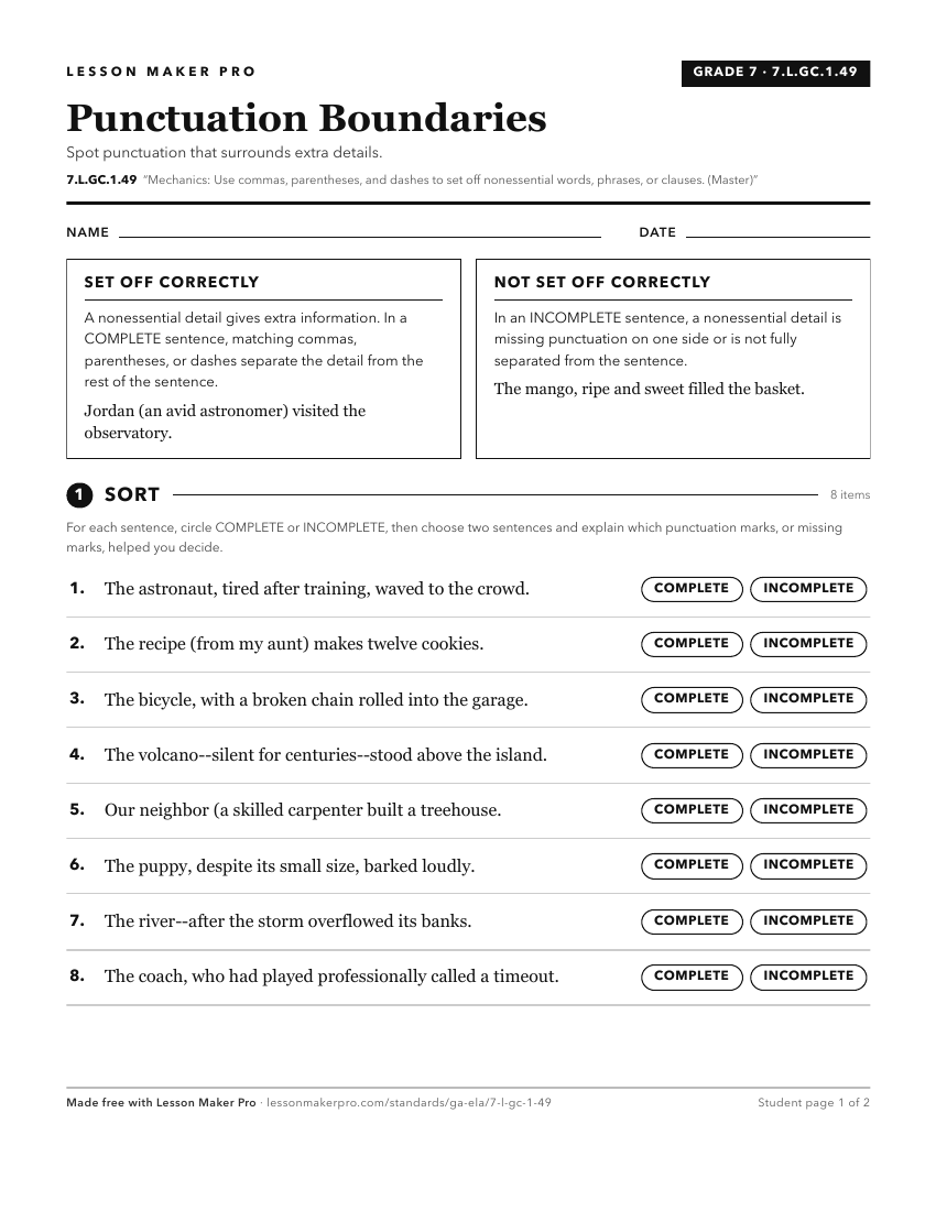 Preview of the 7.L.GC.1.49 printable worksheet