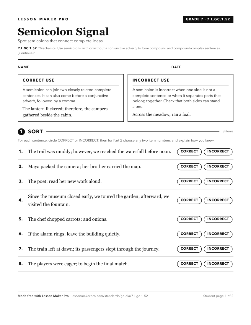Preview of the 7.L.GC.1.52 printable worksheet