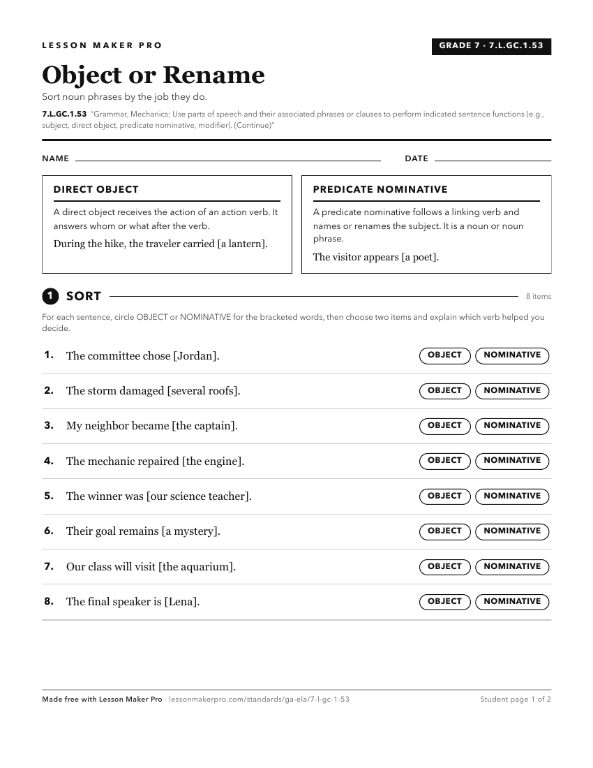 Preview of the 7.L.GC.1.53 printable worksheet
