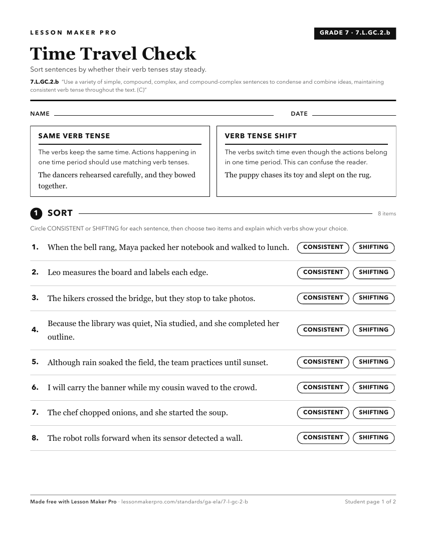 Preview of the 7.L.GC.2.b printable worksheet