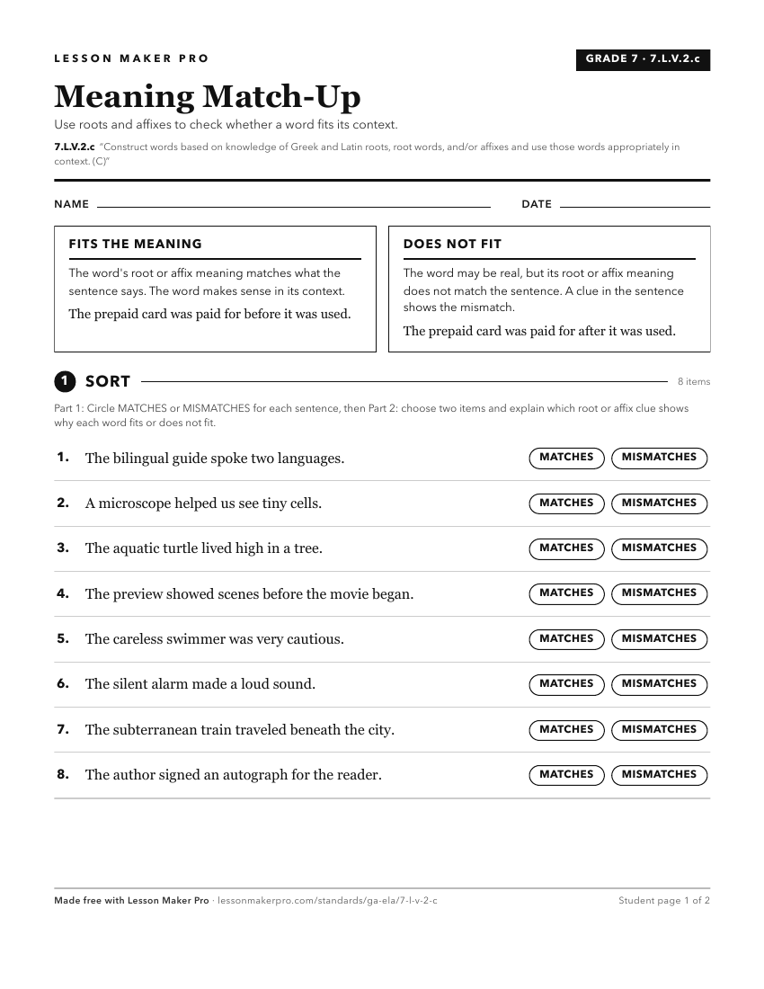 Preview of the 7.L.V.2.c printable worksheet