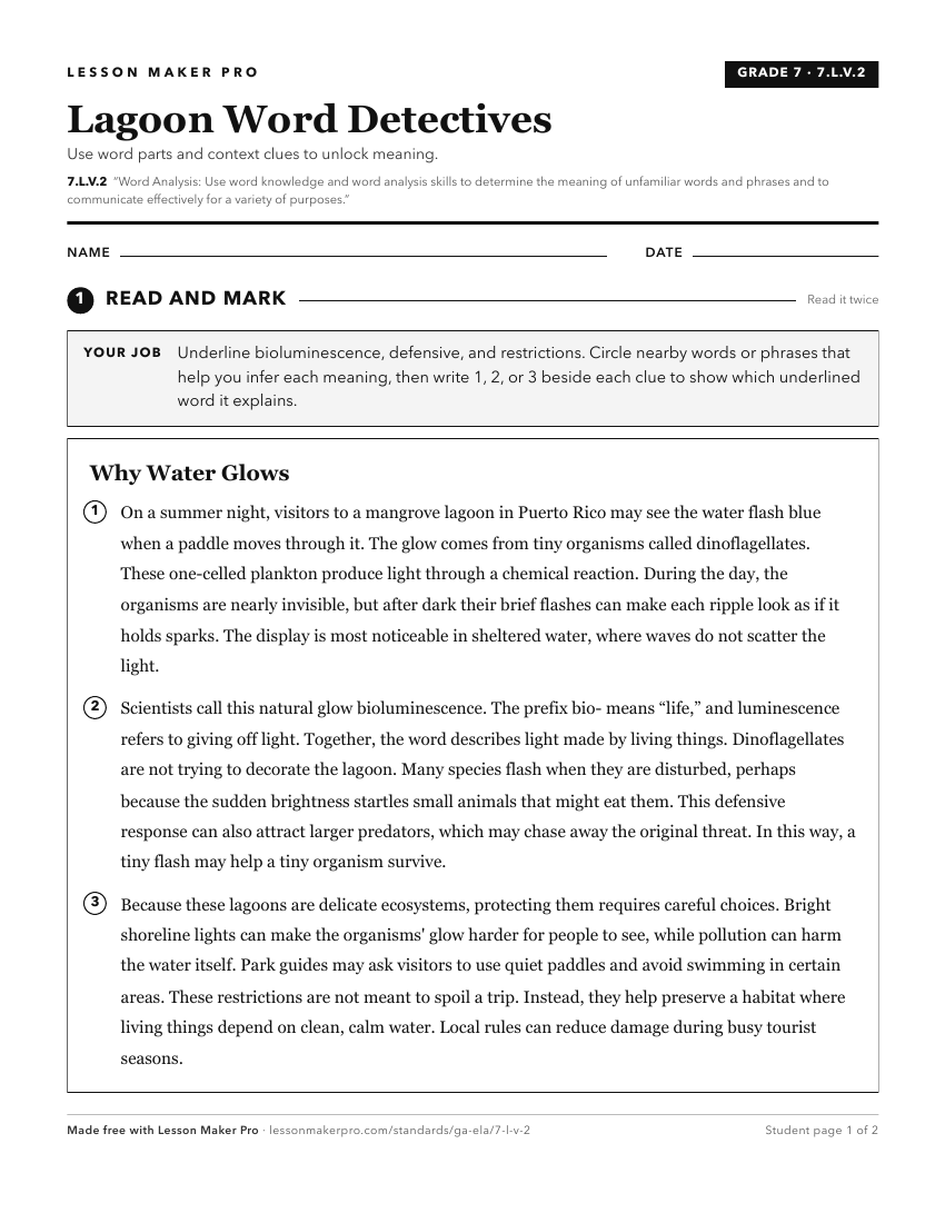 Preview of the 7.L.V.2 printable worksheet