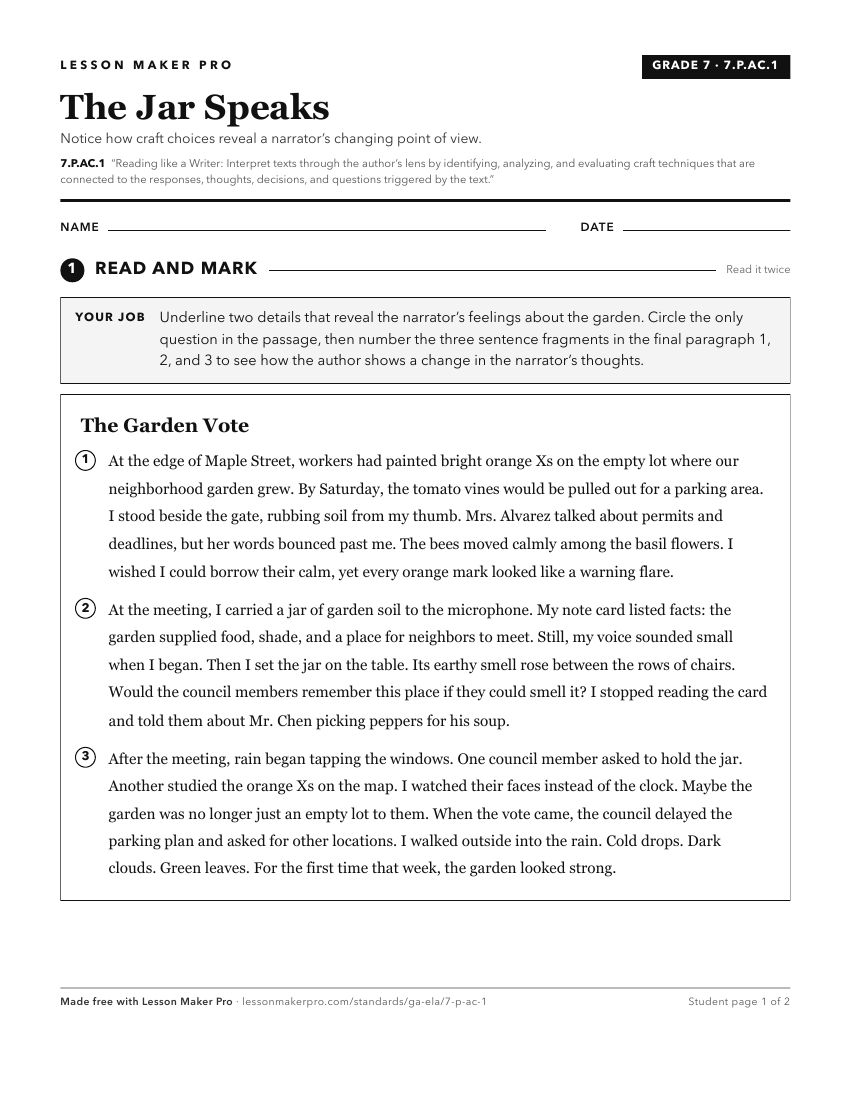 Preview of the 7.P.AC.1 printable worksheet
