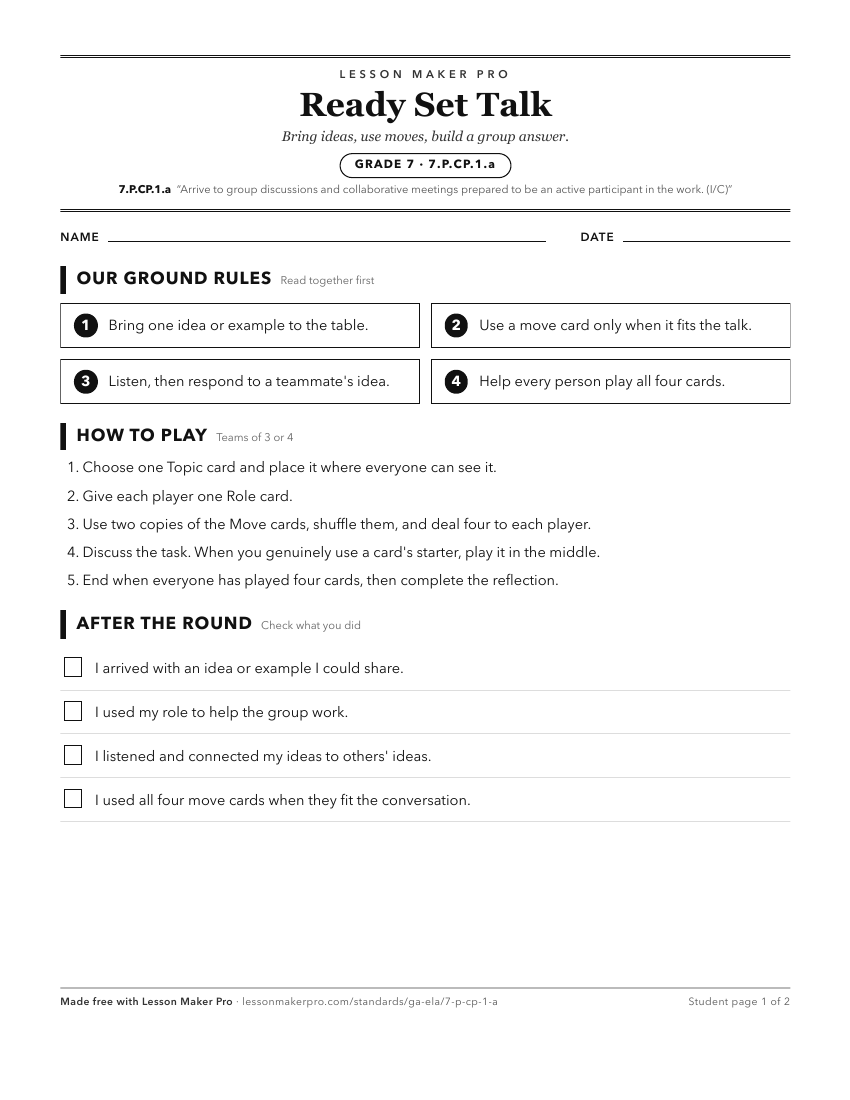 Preview of the 7.P.CP.1.a printable worksheet