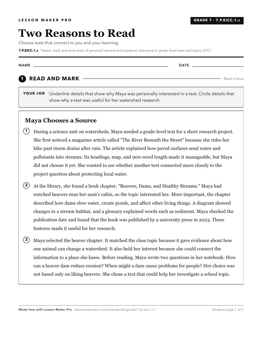 Preview of the 7.P.EICC.1.c printable worksheet