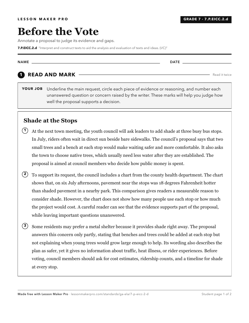 Preview of the 7.P.EICC.2.d printable worksheet