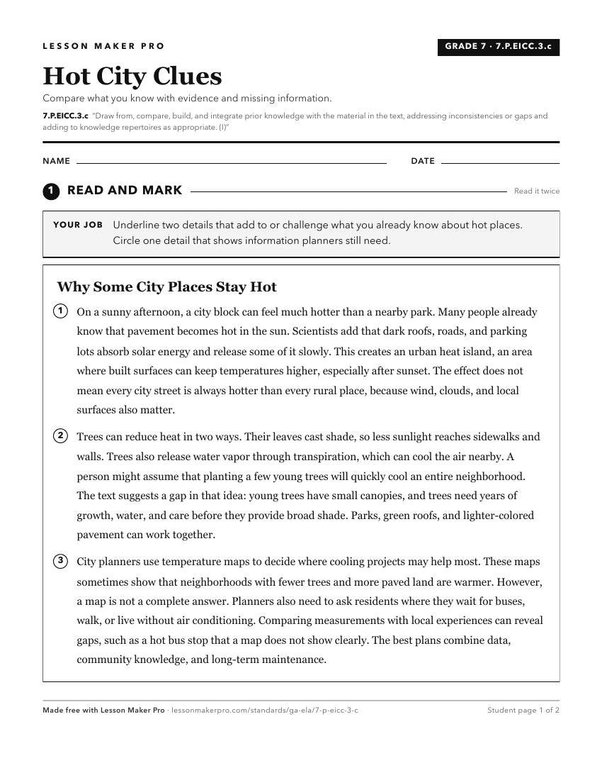 Preview of the 7.P.EICC.3.c printable worksheet
