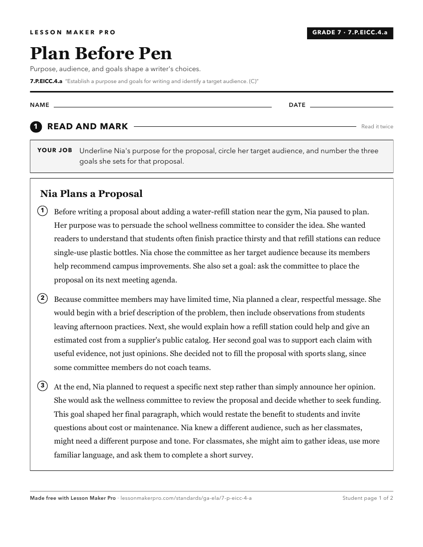 Preview of the 7.P.EICC.4.a printable worksheet
