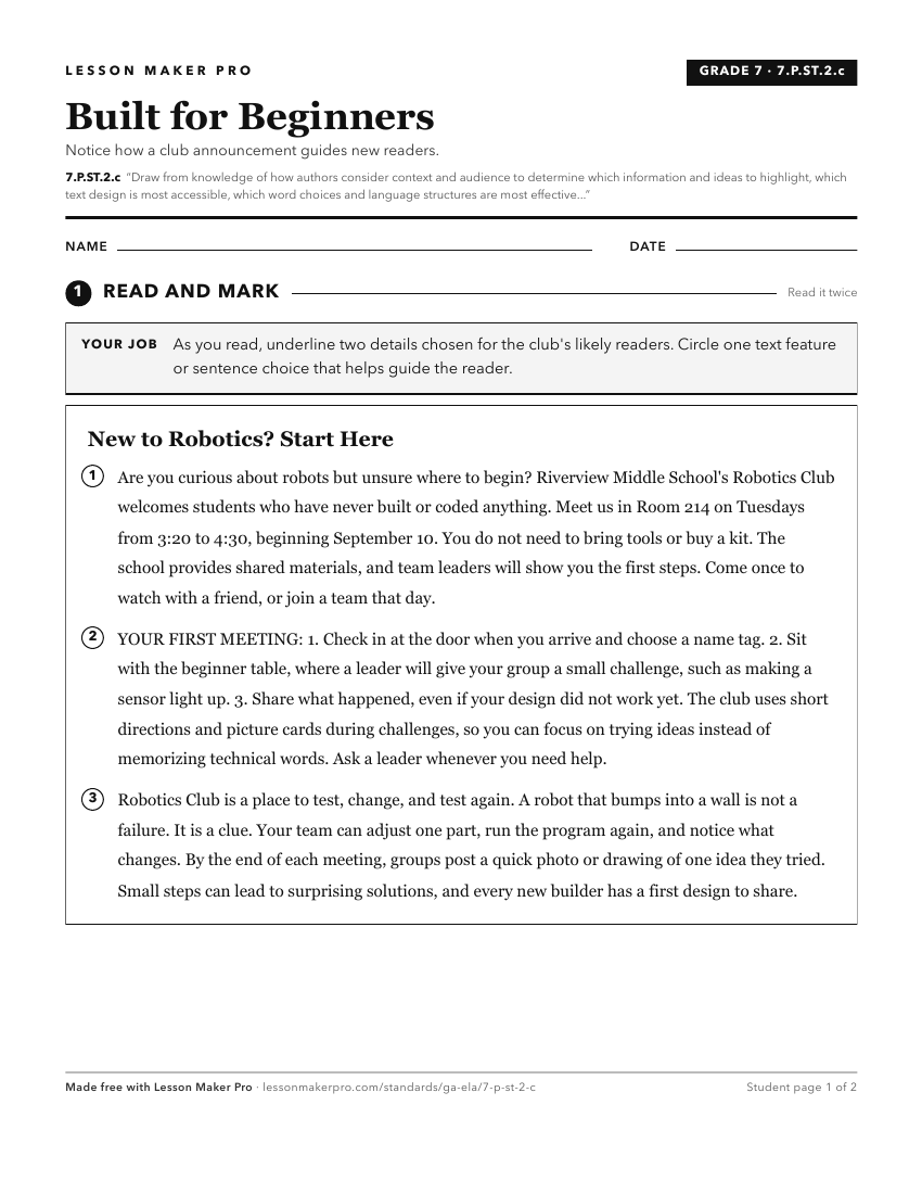 Preview of the 7.P.ST.2.c printable worksheet