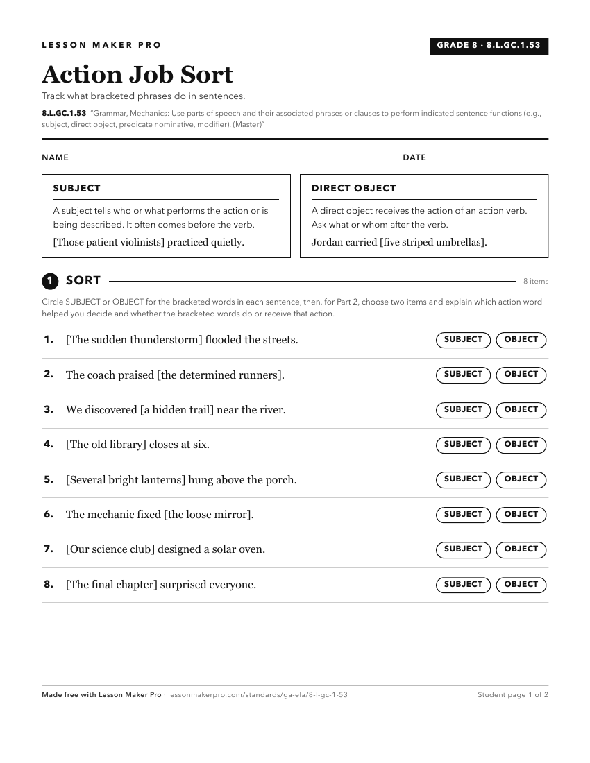 Preview of the 8.L.GC.1.53 printable worksheet