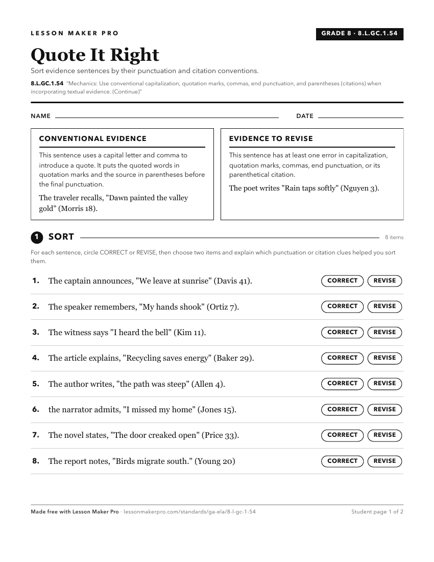 Preview of the 8.L.GC.1.54 printable worksheet