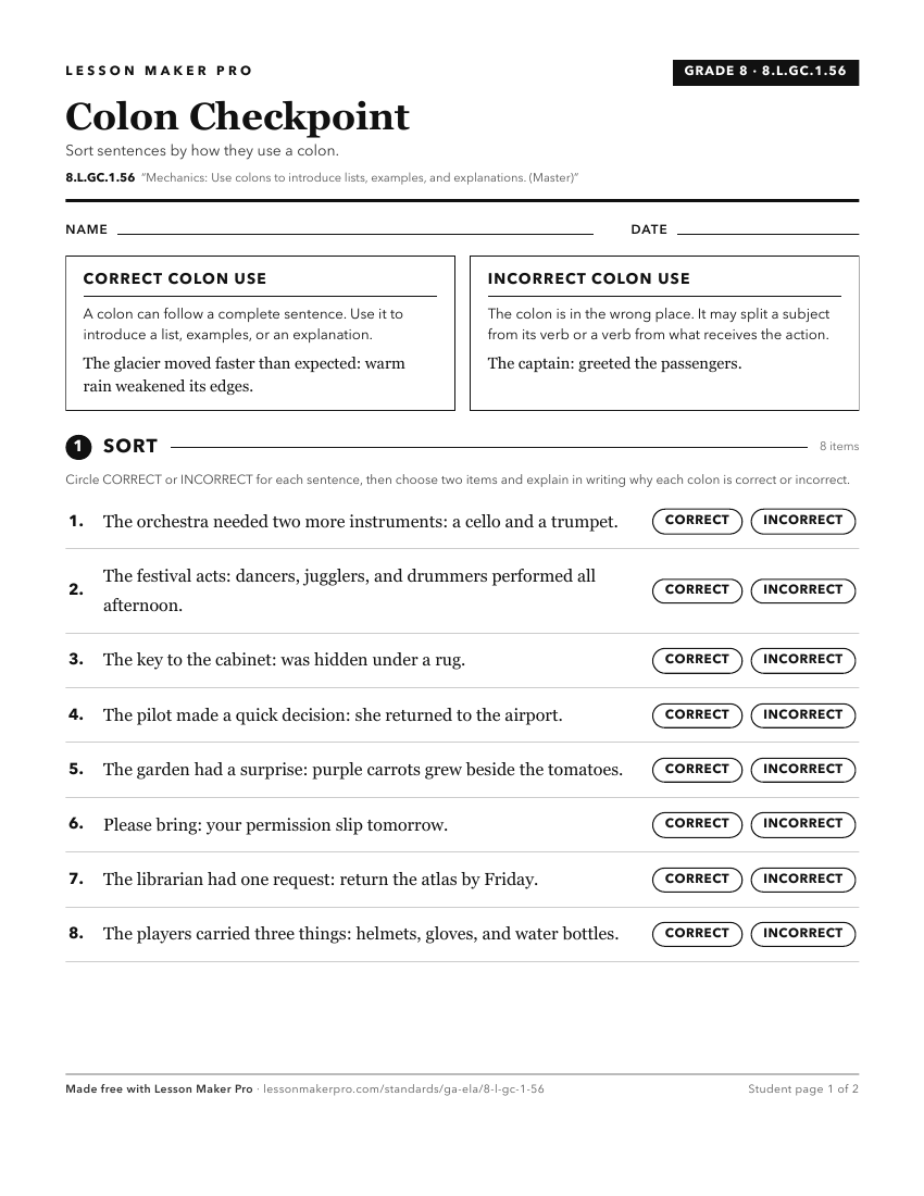 Preview of the 8.L.GC.1.56 printable worksheet