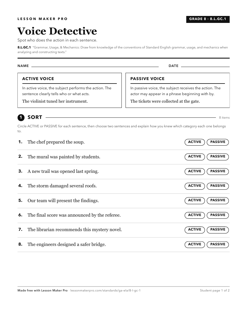 Preview of the 8.L.GC.1 printable worksheet