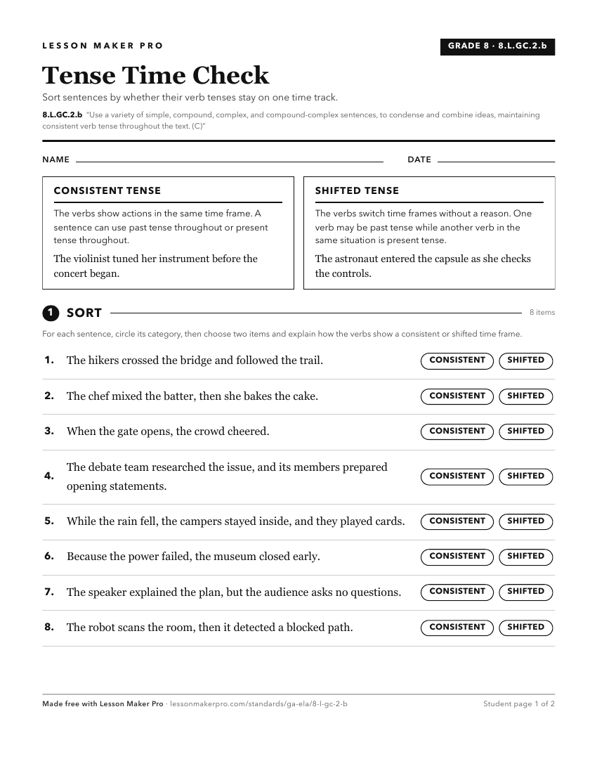Preview of the 8.L.GC.2.b printable worksheet