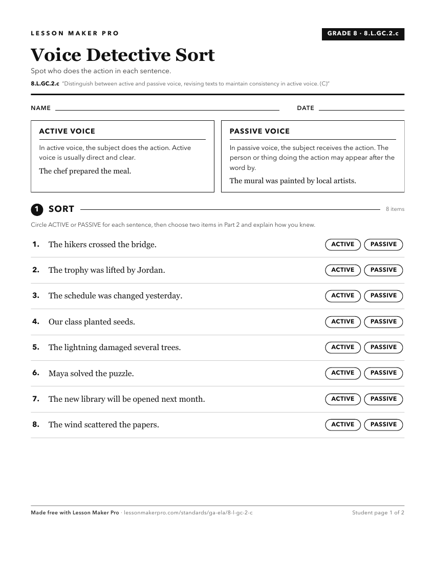 Preview of the 8.L.GC.2.c printable worksheet