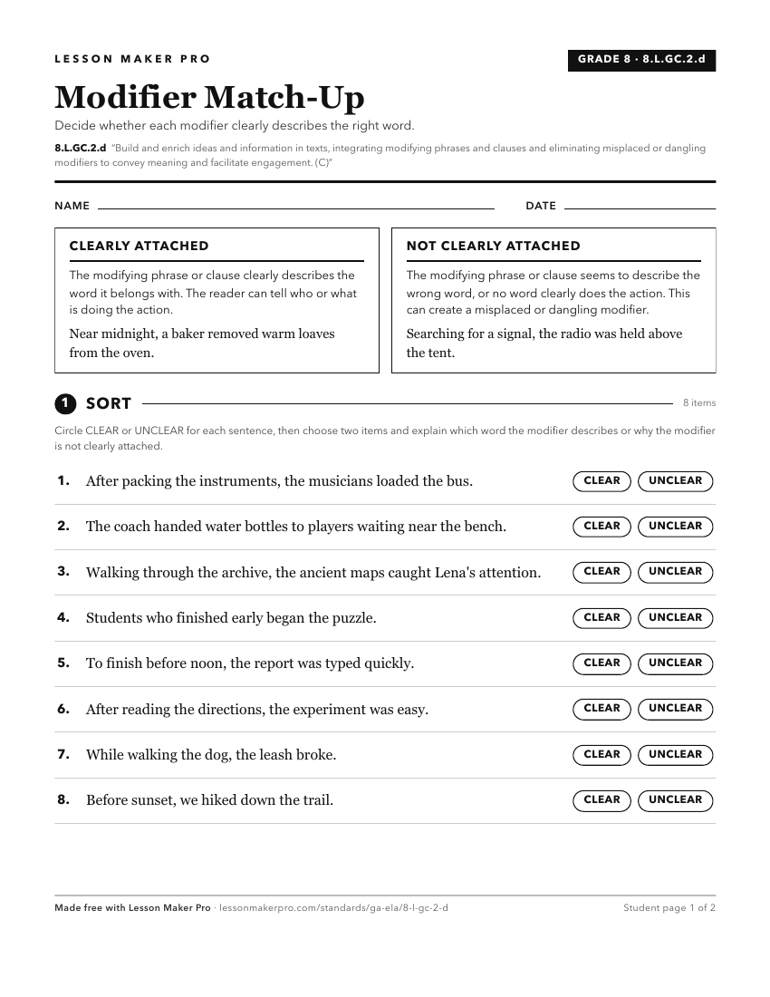Preview of the 8.L.GC.2.d printable worksheet