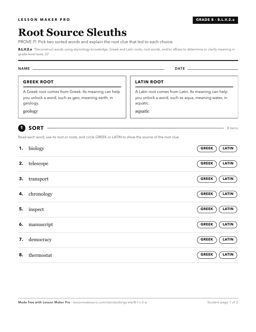 Preview of the 8.L.V.2.a printable worksheet