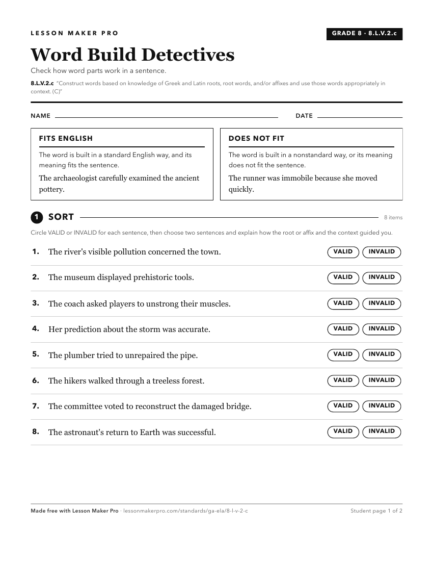 Preview of the 8.L.V.2.c printable worksheet