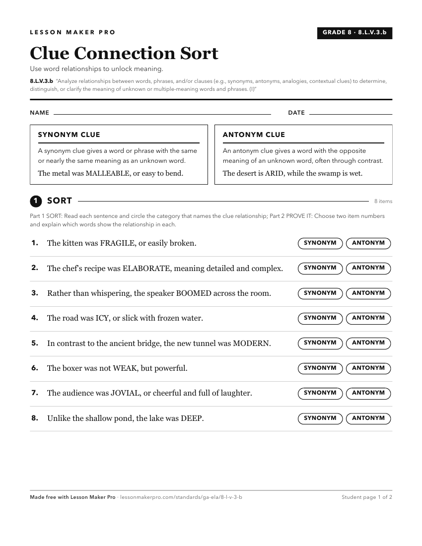 Preview of the 8.L.V.3.b printable worksheet