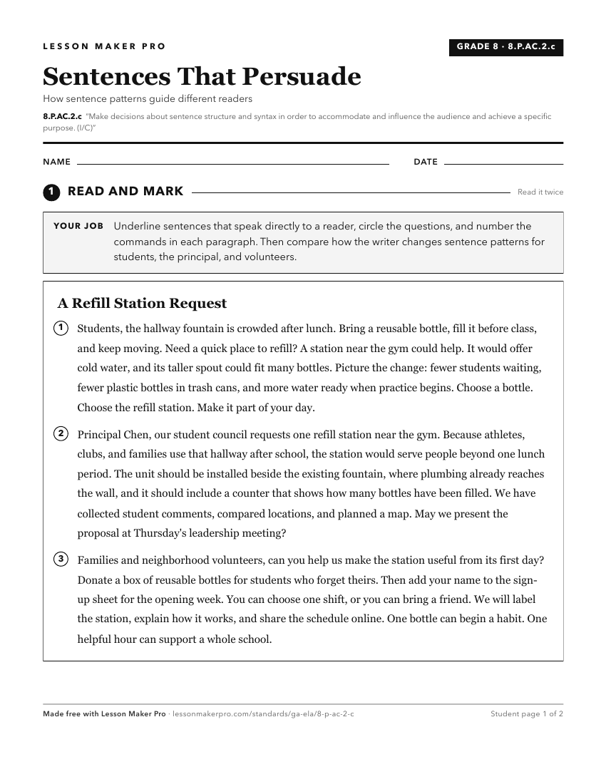 Preview of the 8.P.AC.2.c printable worksheet