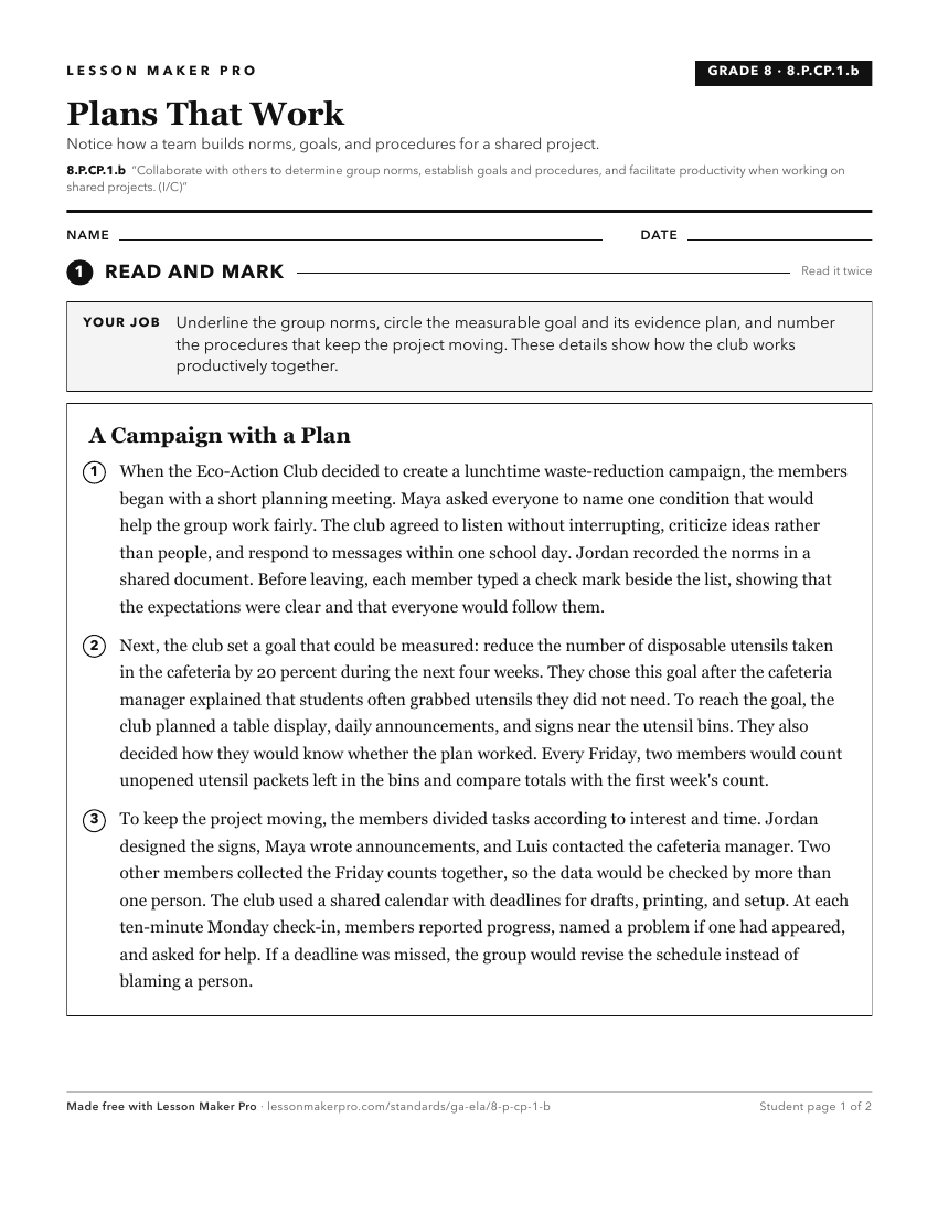 Preview of the 8.P.CP.1.b printable worksheet
