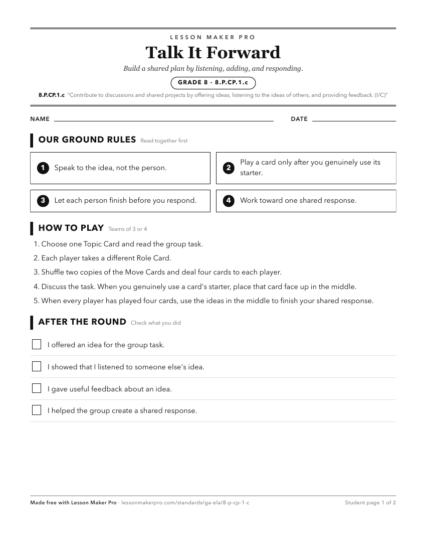 Preview of the 8.P.CP.1.c printable worksheet