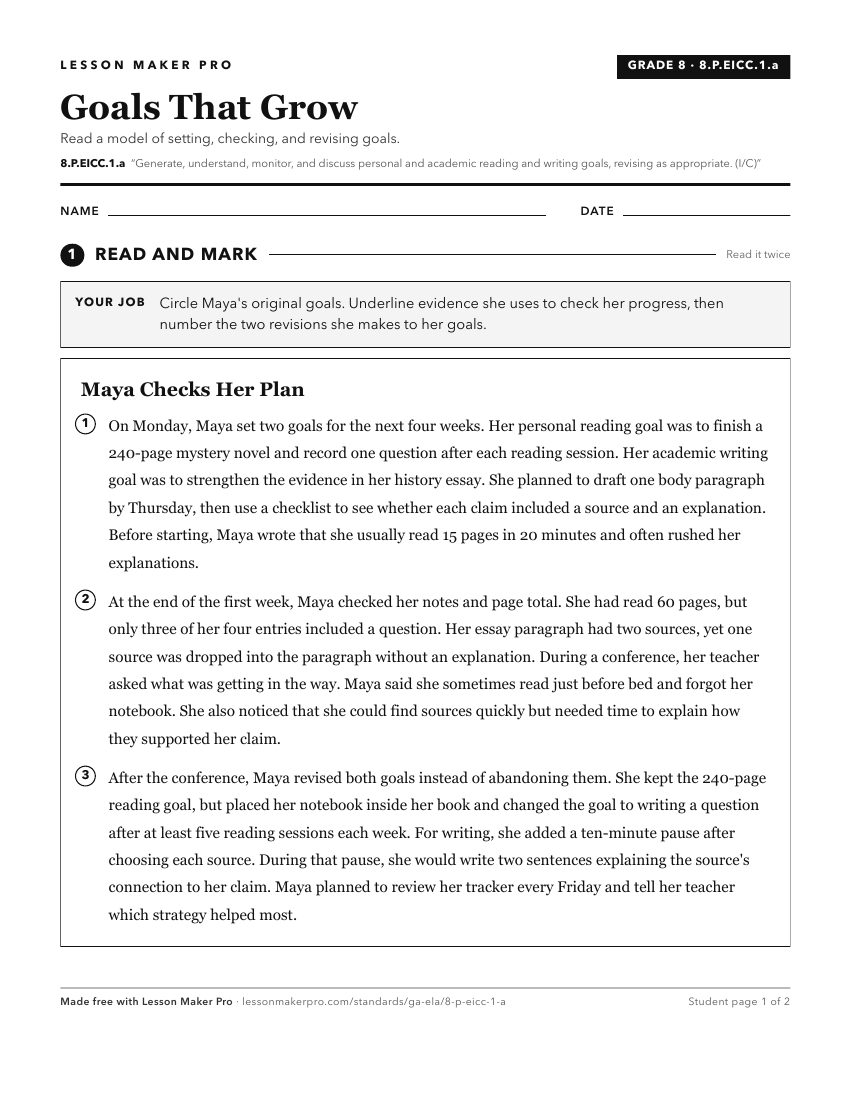Preview of the 8.P.EICC.1.a printable worksheet