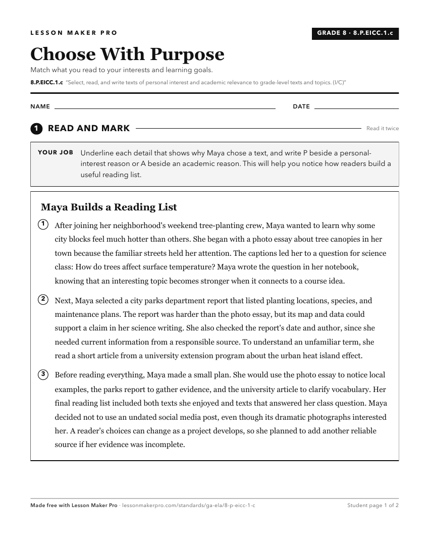 Preview of the 8.P.EICC.1.c printable worksheet
