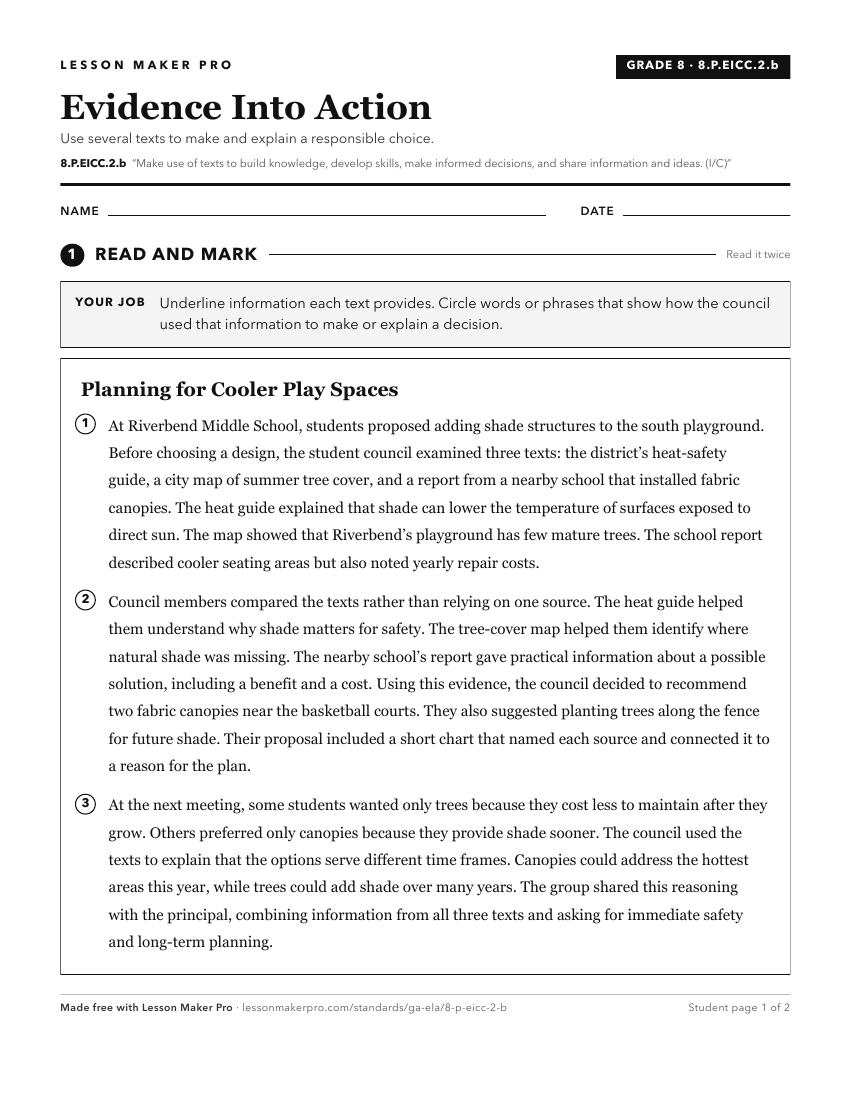 Preview of the 8.P.EICC.2.b printable worksheet