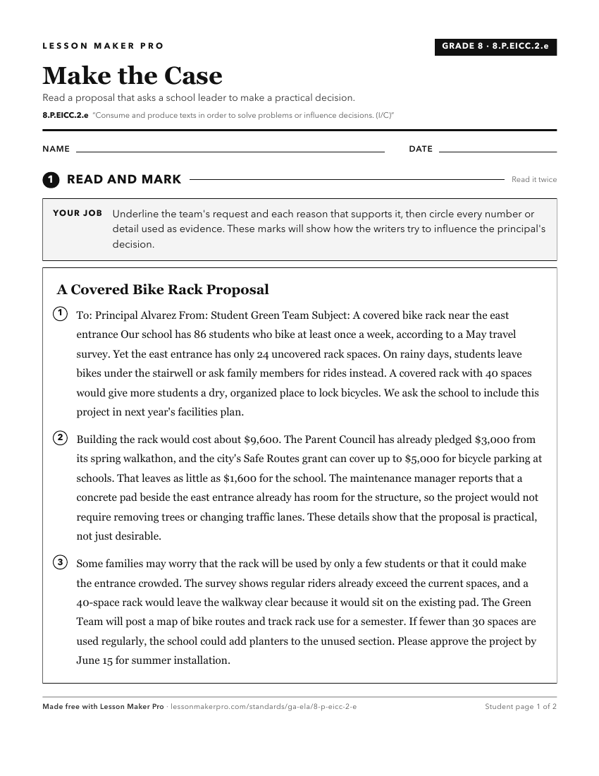 Preview of the 8.P.EICC.2.e printable worksheet
