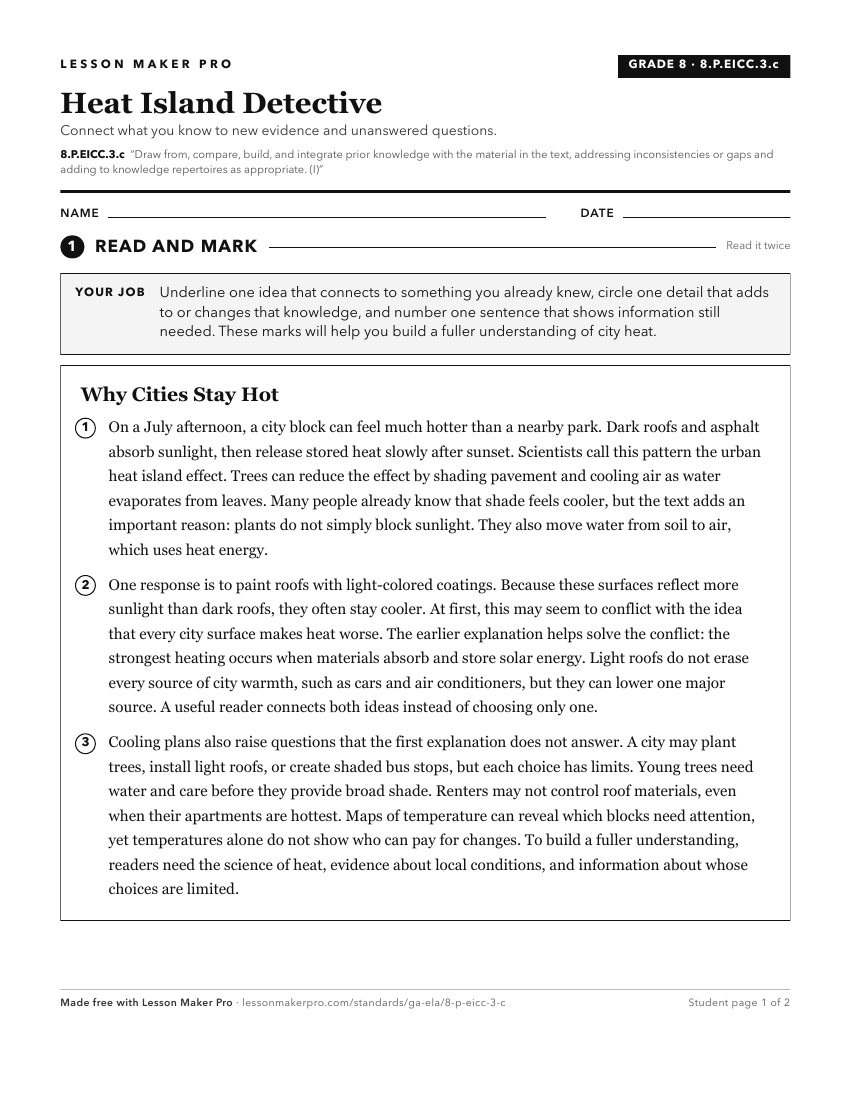 Preview of the 8.P.EICC.3.c printable worksheet