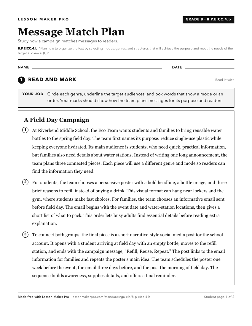 Preview of the 8.P.EICC.4.b printable worksheet